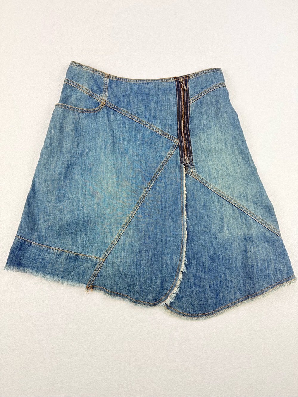 Vintage Y2K Rare Plein Sud Jeans Denim Mini Skirt Asymmetrical Raw Hem Designer